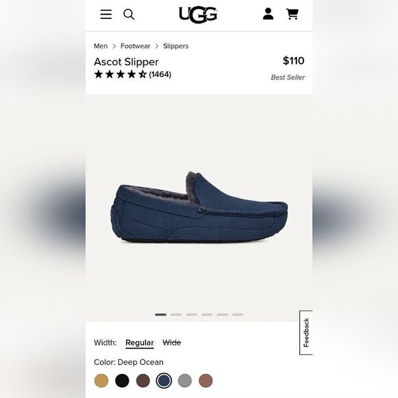 UGG Mens ASCOT Suede Shearling Lined Moccasin Slippers Blue/Yellow main image 5